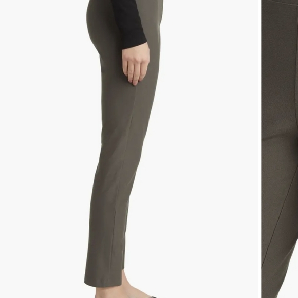 Eileen Fisher Slim Ankle Pant washable Stretch Crepe olive green - Picture 3 of 11
